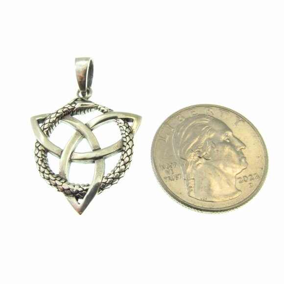 Solid 925 Sterling Silver Viking Ouroboros Snake Pendant - Celtic Infinity Knot - Picture 5 of 9